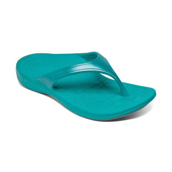 Aetrex Women's Fiji Flip Flops Aqua Sandals UK 1331-692